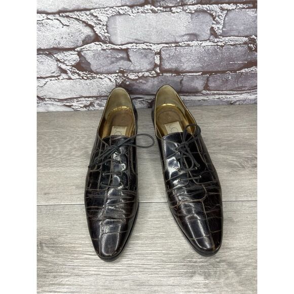 Joan & David Brown Aligator Embossed Leather Lace Oxfords Women Sz 8.5M US/39EU - Picture 16 of 16